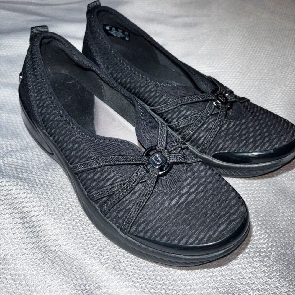 BZees Niche Womens Slip On Shoes Black Stretch Comfort Sneaker Washable Size 7.5